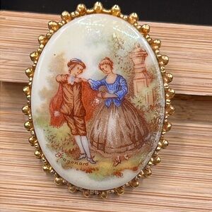 Vintage Fragonard courting couple ring, adjustable